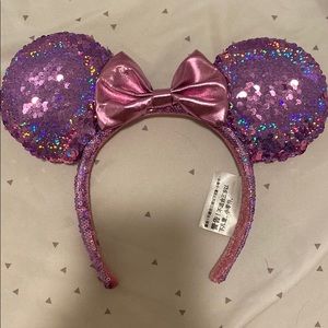 Purple flip sequin/Pink bow Minnie ears